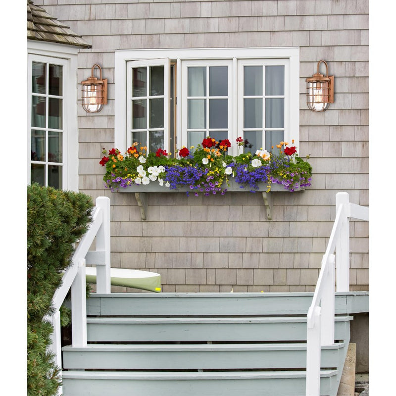 Westinghouse Ferry 17in 1-Light Outdoor Wall Sconce | Vintage Washed Copper and Clear Seeded Glass | Coastal & Rustic Entryway | Model 6347900