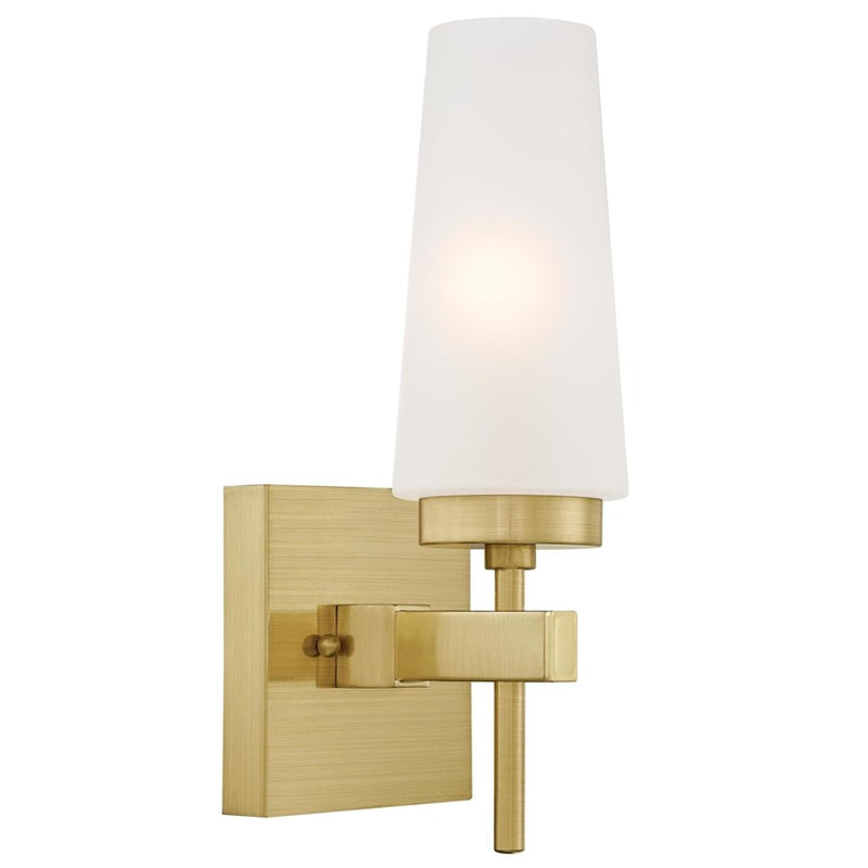 Westinghouse Chaddsford 1-Light Wall Sconce | Contemporary Champagne Brass and Frosted Glass | Bathroom & Hallway Accent | Model 6353000