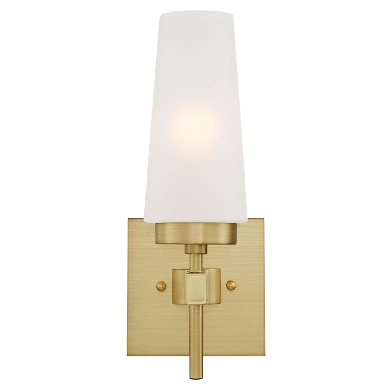 Westinghouse Chaddsford 1-Light Wall Sconce | Contemporary Champagne Brass and Frosted Glass | Bathroom & Hallway Accent | Model 6353000