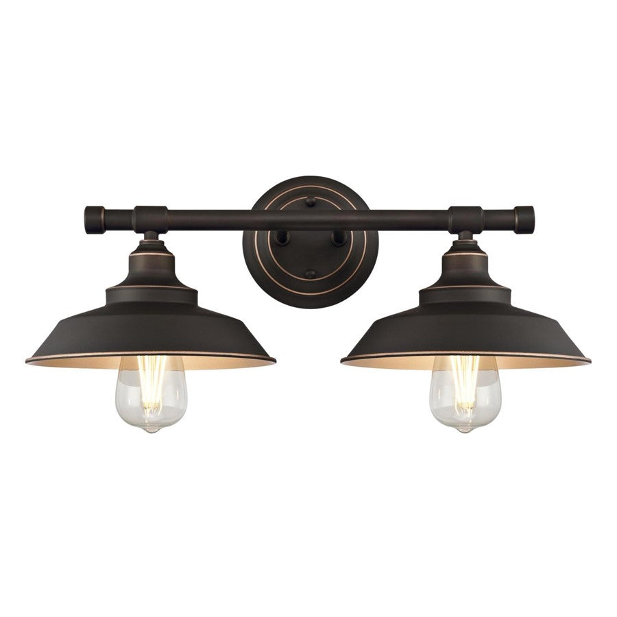 Westinghouse Iron Hill 2 Light Wall Light, Bronze/Metal Shades - 6354800