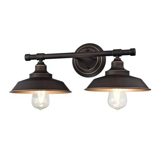 Westinghouse Iron Hill 2 Light Wall Light, Bronze/Metal Shades