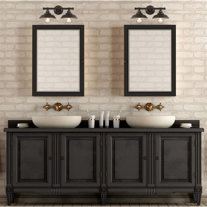 Westinghouse Iron Hill 2 Light Wall Light, Bronze/Metal Shades