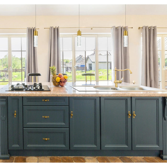 Westinghouse Cava 1 Light Pendant, Champagne Brass/Bubble Glass