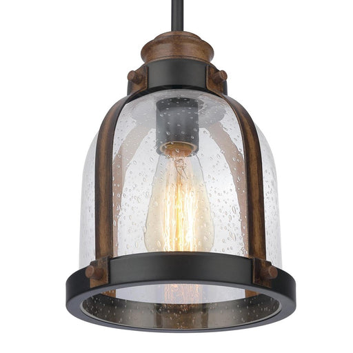Westinghouse Cindy 1 Light Pendant, Bronze/Barnwood/Clear Seeded