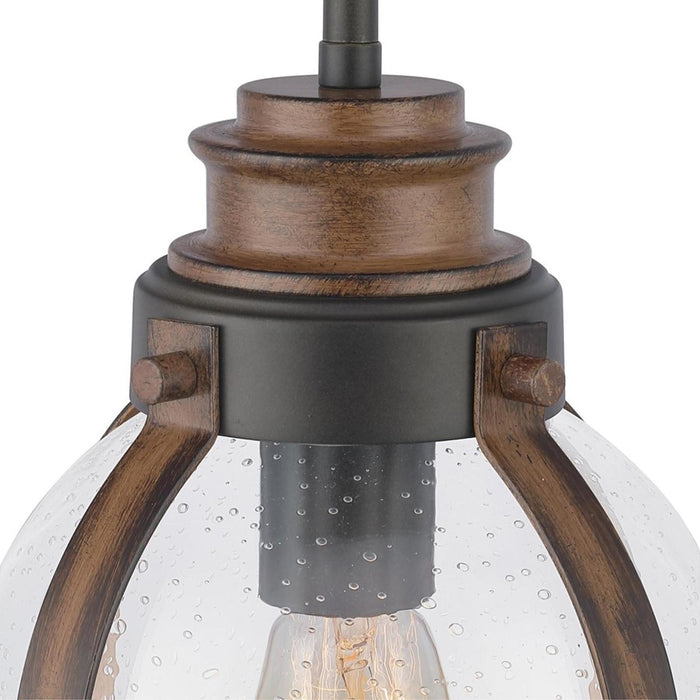 Westinghouse Cindy 1 Light Pendant, Bronze/Barnwood/Clear Seeded