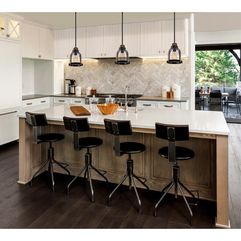 Westinghouse Cindy 1 Light Pendant, Bronze/Barnwood/Clear Seeded