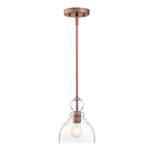 Westinghouse Fiona 1 Light Pendant, Washed Copper/Clear Seeded Glass