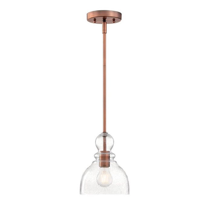 Westinghouse Fiona 1 Light Pendant, Washed Copper/Clear Seeded Glass