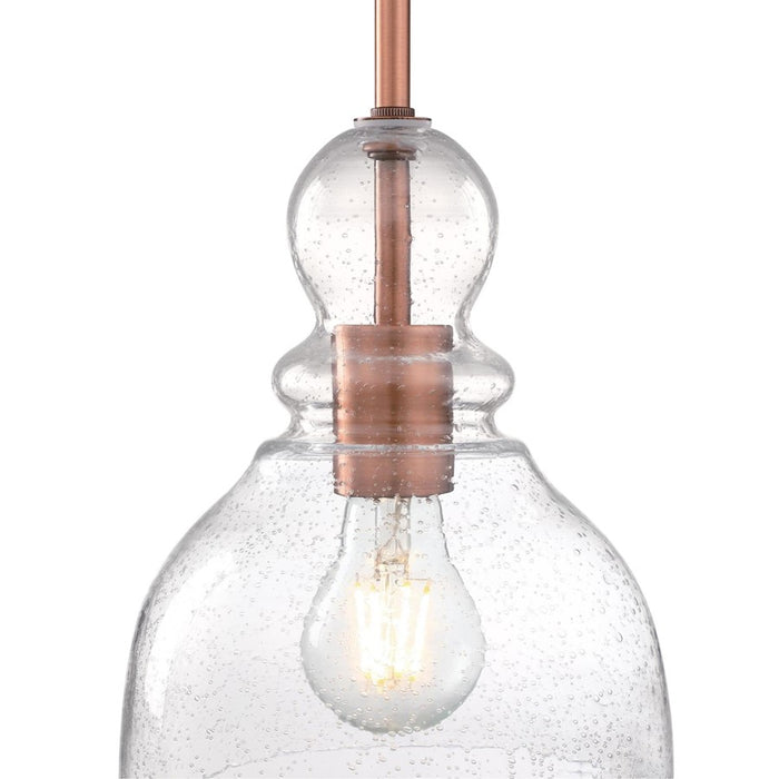 Westinghouse Fiona 1 Light Pendant, Washed Copper/Clear Seeded Glass