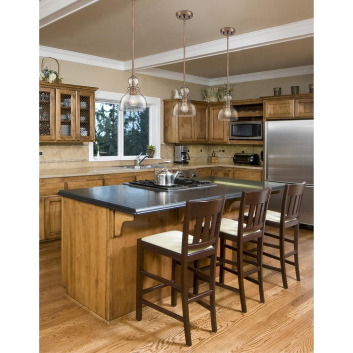 Westinghouse Fiona 1 Light Pendant, Washed Copper/Clear Seeded Glass