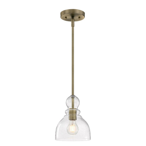 Westinghouse Fiona 1 Light Pendant, Antique Brass/Clear Seeded Glass - 6356500