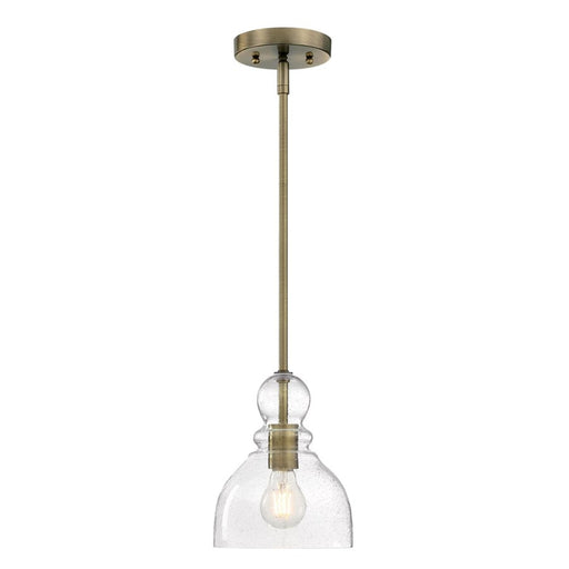 Westinghouse Fiona 1 Light Pendant, Antique Brass/Clear Seeded Glass