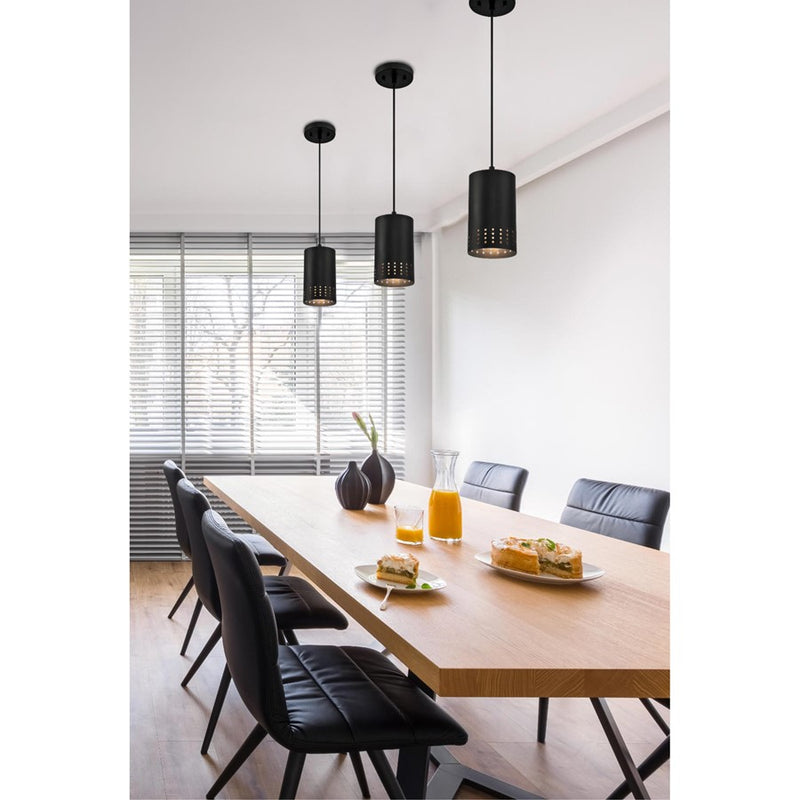Westinghouse Phelps 1 Light Pendant, Matte Black/Metal Shade
