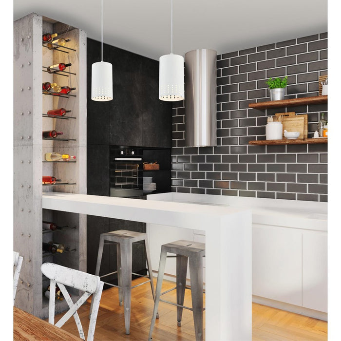 Westinghouse Phelps 1 Light Pendant, Matte White/Metal Shade