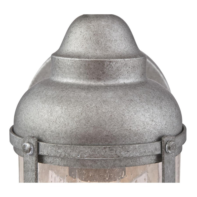 Westinghouse Rezner 12.75in 1-Light Outdoor Wall Sconce | Vintage Galvanized Steel and Clear Seeded Glass | Entryway & Porch | Model 6357700
