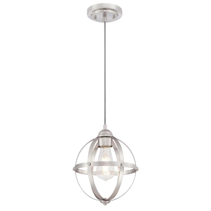 Westinghouse Stella Mira 1 Light Pendant, Brushed Nickel/Cage Shade - 6362000