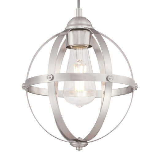 Westinghouse Stella Mira 1 Light Pendant, Brushed Nickel/Cage Shade