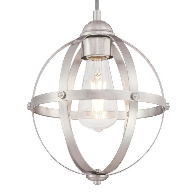 Westinghouse Stella Mira 9in 1-Light Pendant | Vintage Brushed Nickel and Cage Shade | Kitchen Island & Dining Room | 9 x 9 x 10.75 in | Model 6362000