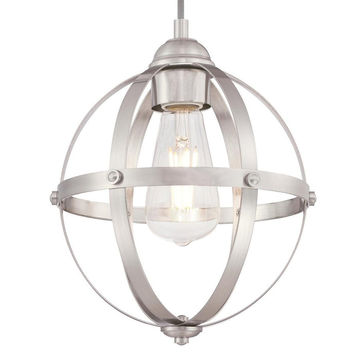 Westinghouse Stella Mira 1 Light Pendant, Brushed Nickel/Cage Shade