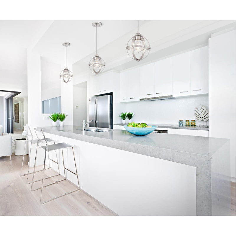 Westinghouse Stella Mira 1 Light Pendant, Brushed Nickel/Cage Shade
