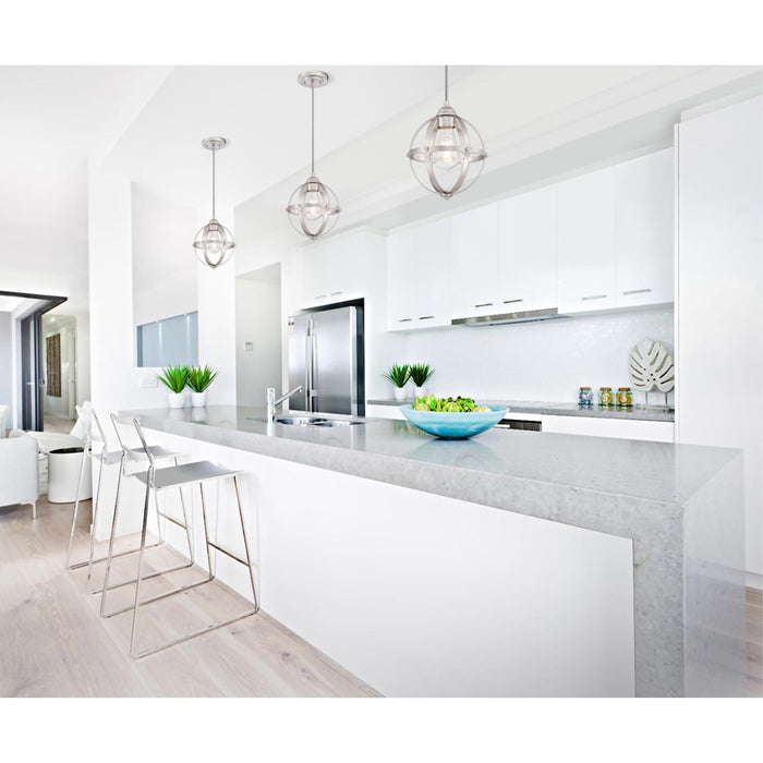 Westinghouse Stella Mira 1 Light Pendant, Brushed Nickel/Cage Shade