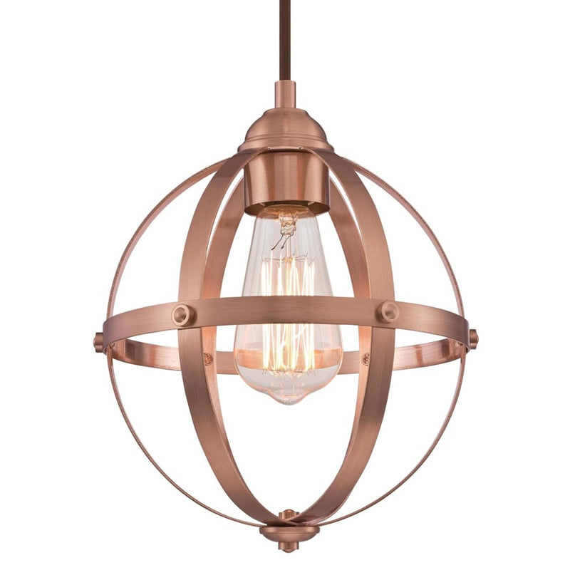 Westinghouse Stella Mira 9in 1-Light Pendant | Vintage Washed Copper and Cage Shade | Kitchen Island & Dining Room | 9 x 9 x 10.75 in | Model 6362100