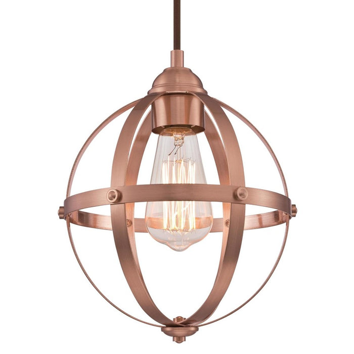 Westinghouse Stella Mira 1 Light Pendant, Washed Copper/Cage Shade