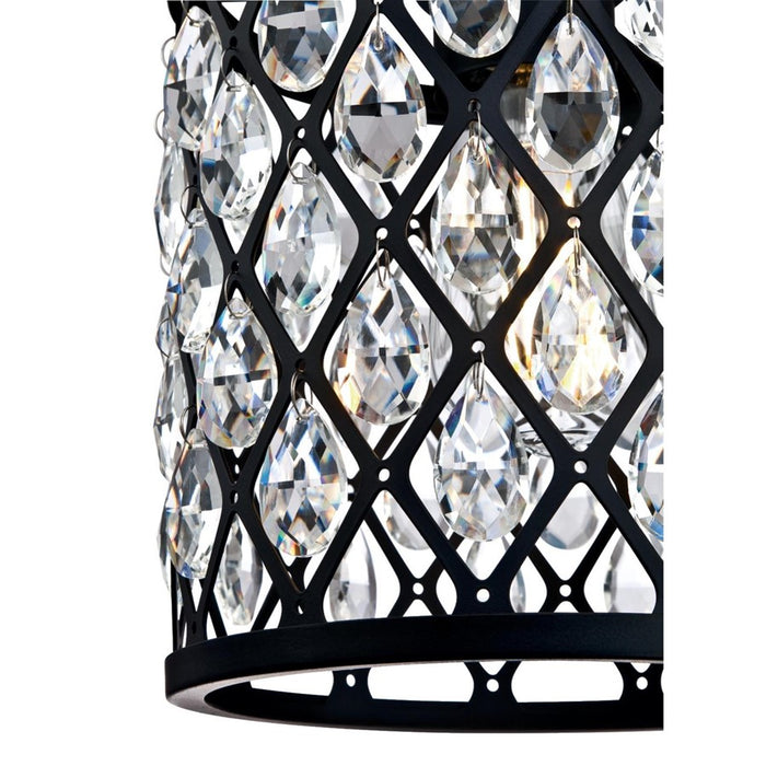 Westinghouse Waltz 1 Light Pendant, Matte Black/Crystal Jewel Shade
