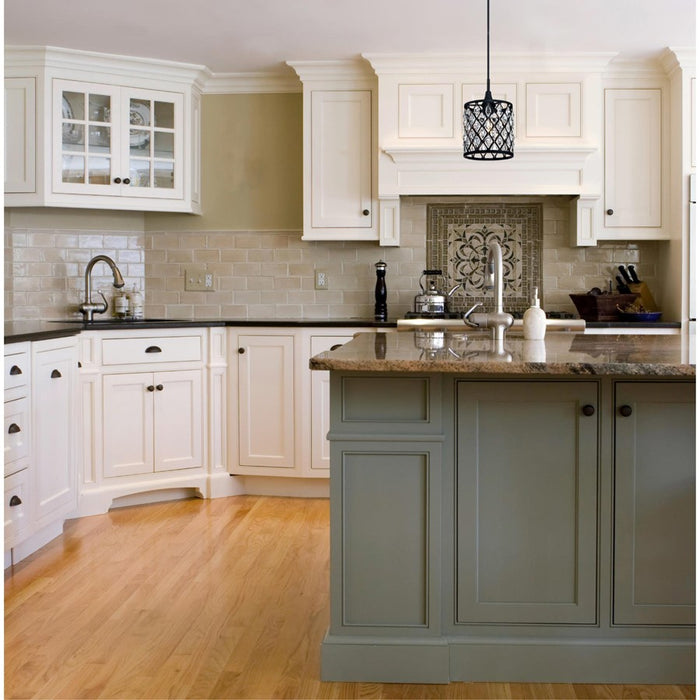 Westinghouse Waltz 1 Light Pendant, Matte Black/Crystal Jewel Shade