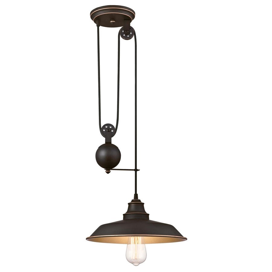 Westinghouse Iron Hill 1 Light Pendant, Oil Rubbed Bronze/Metal Shade - 6363200