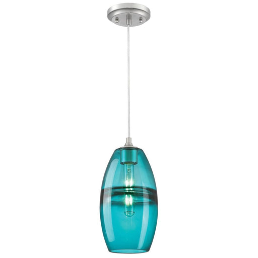 Westinghouse Soren 1 Light Pendant, Brushed Nickel/Turquoise Glass - 6366300