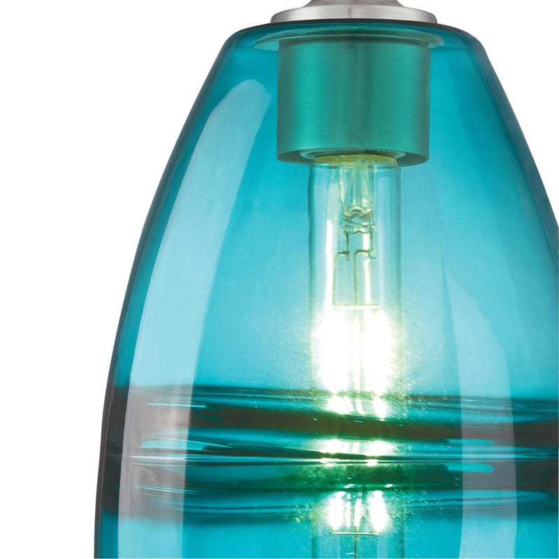 Westinghouse Soren 1 Light Pendant, Brushed Nickel/Turquoise Glass