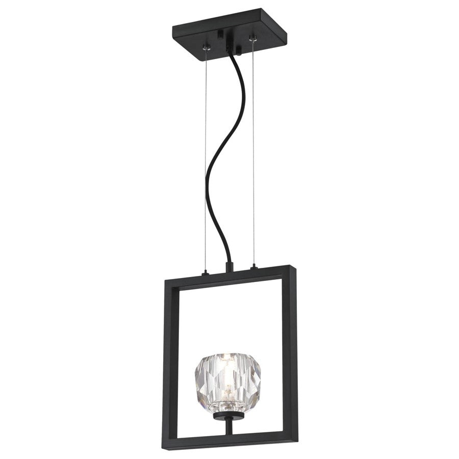 Westinghouse Zoa 1 Light Pendant, Matte Brushed Gunmet/Crystal Glass - 6367400