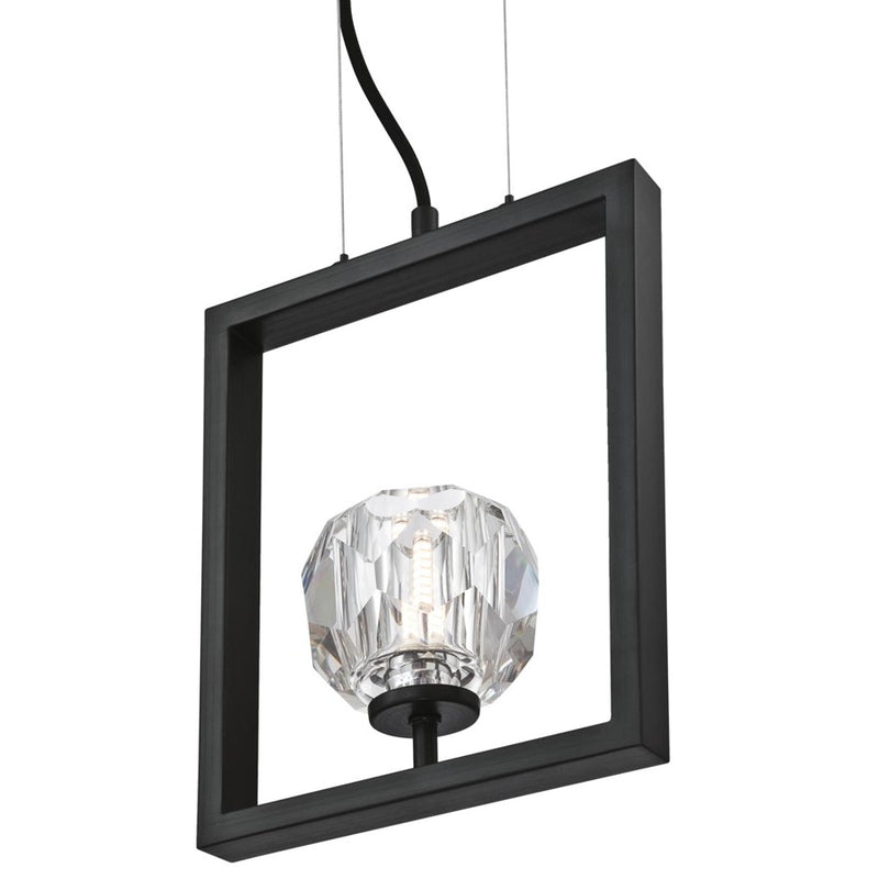 Westinghouse Zoa 1 Light Pendant, Matte Brushed Gunmet/Crystal Glass