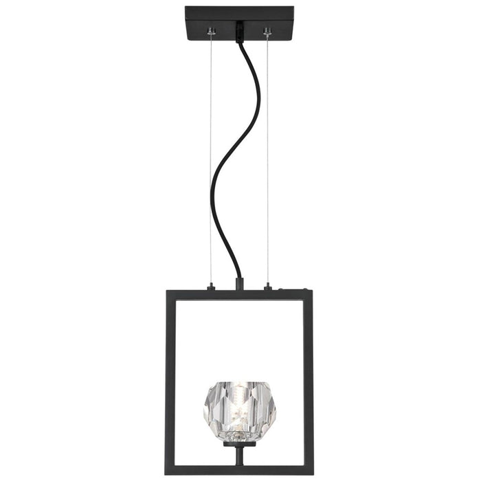 Westinghouse Zoa 1 Light Pendant, Matte Brushed Gunmet/Crystal Glass