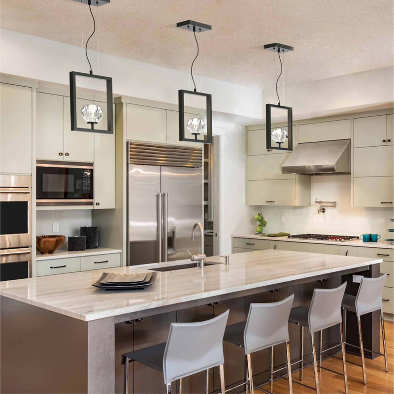 Westinghouse Zoa 1 Light Pendant, Matte Brushed Gunmet/Crystal Glass
