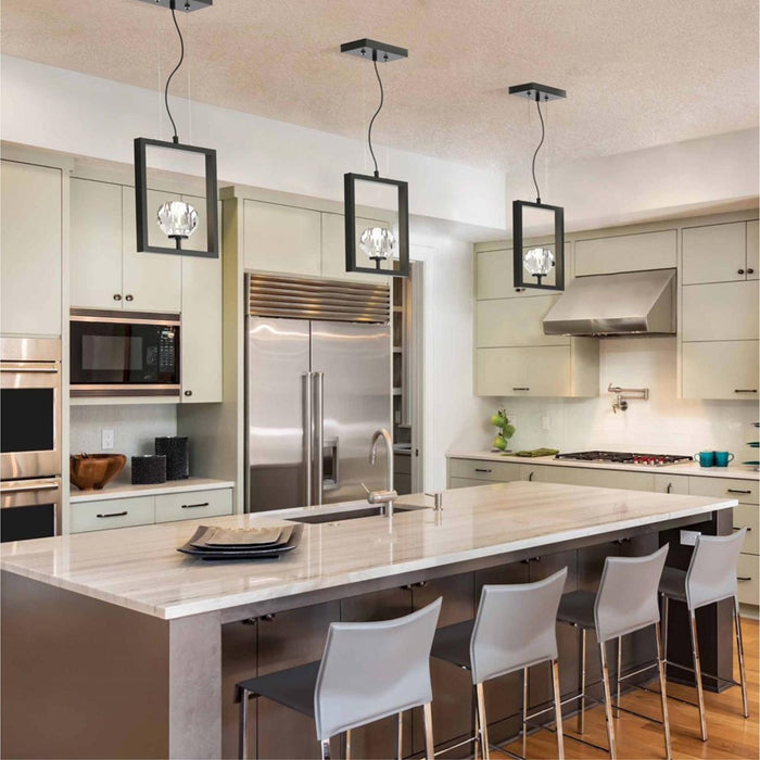 Westinghouse Zoa 1 Light Pendant, Matte Brushed Gunmet/Crystal Glass