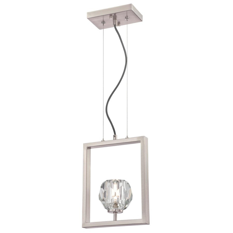Westinghouse Zoa 1 Light Pendant, Brushed Nickel/Crystal Glass - 6367600
