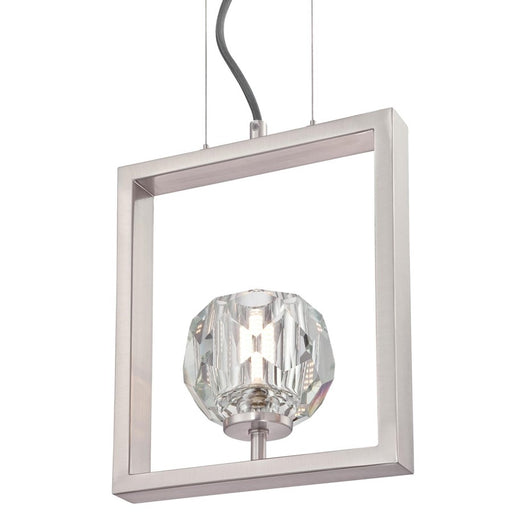 Westinghouse Zoa 1 Light Pendant, Brushed Nickel/Crystal Glass