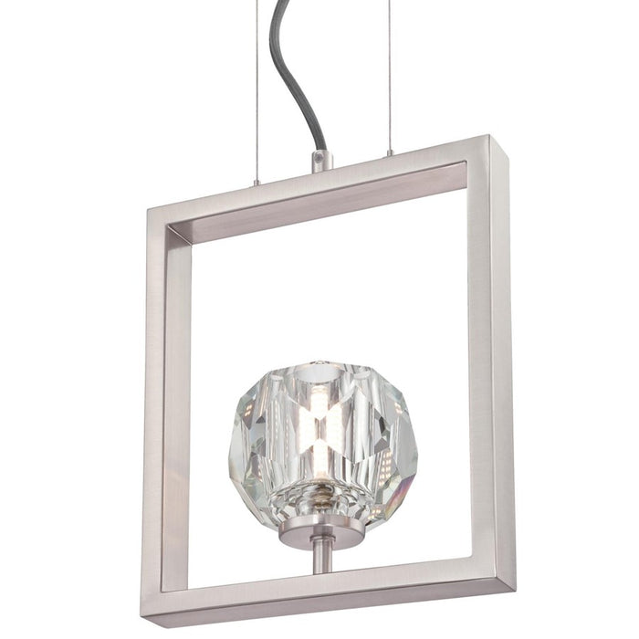 Westinghouse Zoa 1 Light Pendant, Brushed Nickel/Crystal Glass