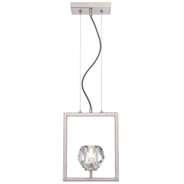 Westinghouse Zoa 1 Light Pendant, Brushed Nickel/Crystal Glass