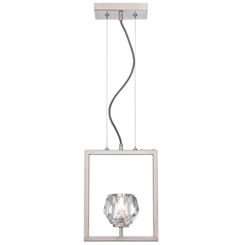 Westinghouse Zoa 9in 1-Light Pendant | Contemporary Brushed Nickel and Crystal Glass | Kitchen Island & Dining Room | Model 6367600
