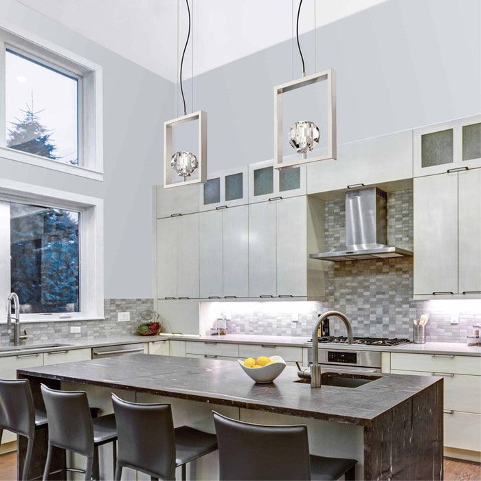 Westinghouse Zoa 1 Light Pendant, Brushed Nickel/Crystal Glass