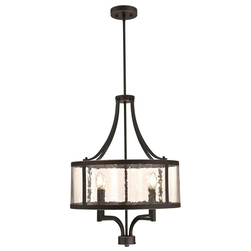 Westinghouse Belle View 20in 4-Light Chandelier | Oil Rubbed Bronze and Clear Seeded Glass | Dining Room & Entryway | 20 x 20 x 27 in | Model 6368400