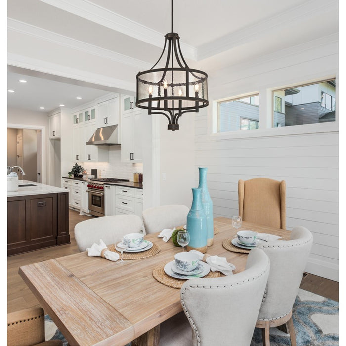 Westinghouse Belle View 4Lt Chandelier, Oil Rubbed Bronze/Clear Seeded