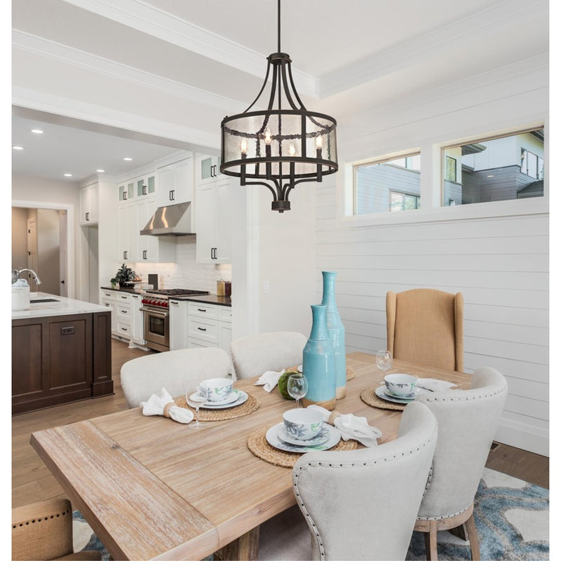Westinghouse Belle View 20in 4-Light Chandelier | Oil Rubbed Bronze and Clear Seeded Glass | Dining Room & Entryway | 20 x 20 x 27 in | Model 6368400