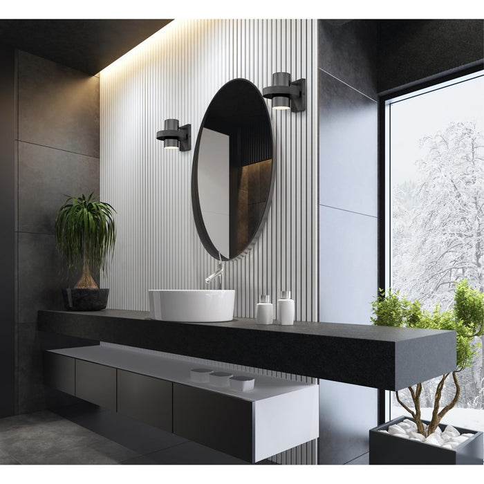 Westinghouse Exton 1 Light Wall Light, Dist Alum/Gm/Metal Shade