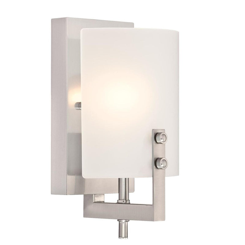 Westinghouse Enzo James 6in 1-Light Wall Sconce | Brushed Nickel and Frosted Glass | Bathroom & Bedroom | 6 x 5 x 10 in | Model 6369500