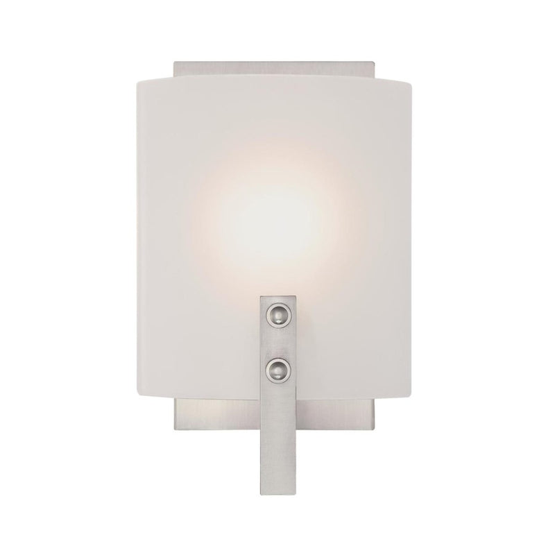 Westinghouse Enzo James 6in 1-Light Wall Sconce | Brushed Nickel and Frosted Glass | Bathroom & Bedroom | 6 x 5 x 10 in | Model 6369500