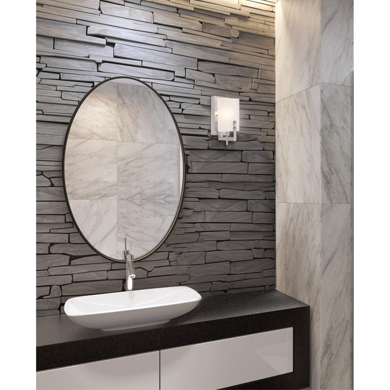 Westinghouse Enzo James 6in 1-Light Wall Sconce | Brushed Nickel and Frosted Glass | Bathroom & Bedroom | 6 x 5 x 10 in | Model 6369500